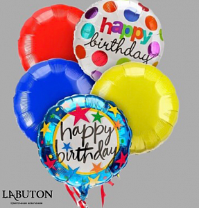5 воздушных фольгированных шаров с днём рождения 